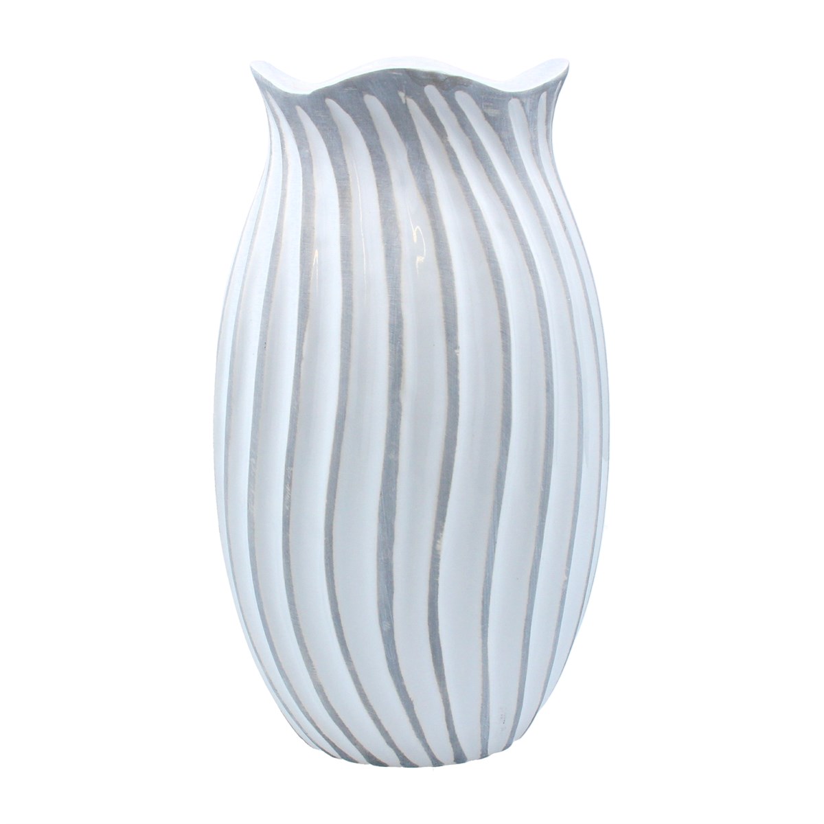 White and Grey Ceramic Wave Vase by Gisela Graham